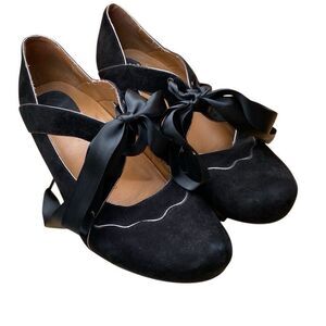 Earthies Shoes Women’s 11 B Sarenza Too Pump Black Lace Up Maryjane Block Heels